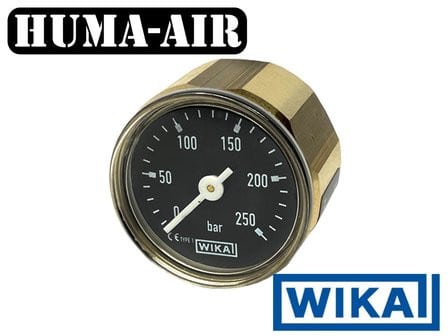 Wika Black Mini Pressure Gauge 28 mm 250 Bar G1/8″ - Black Background