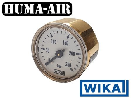 Wika Mini Pressure Gauge 28 mm 250 Bar G1/8 BSP - White Background