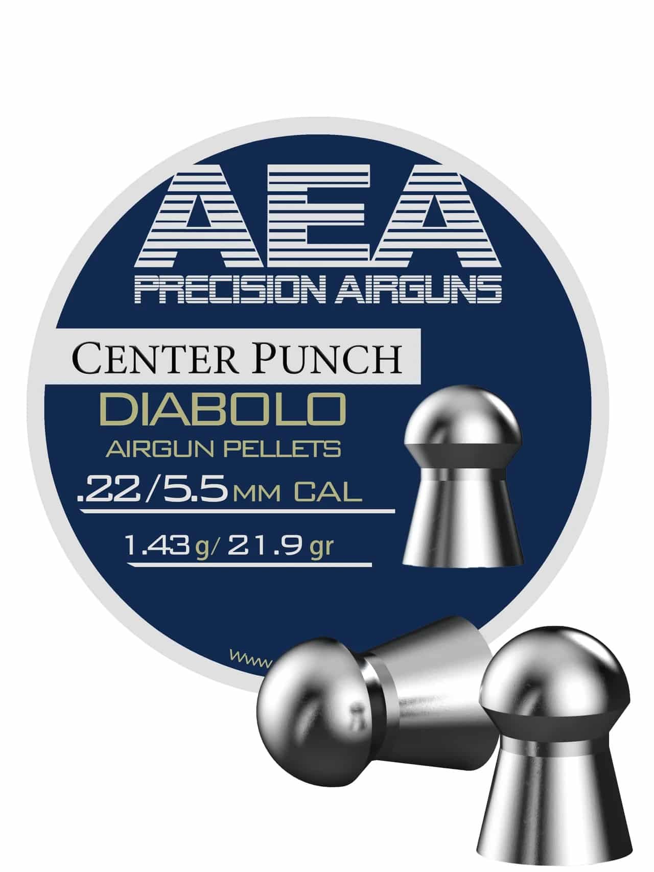 AEA Center Punch Diabolo Airgun Pellets | .22 Caliber | 21.90gr (350CT)