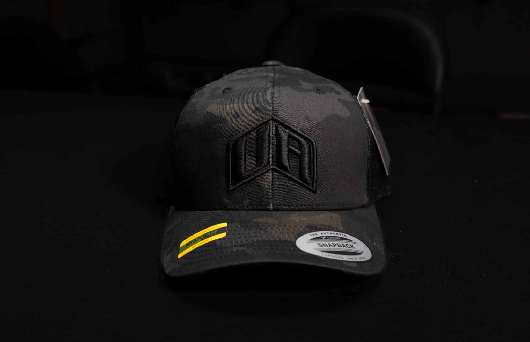 UA Black Multicam Hat With Black UA Logo