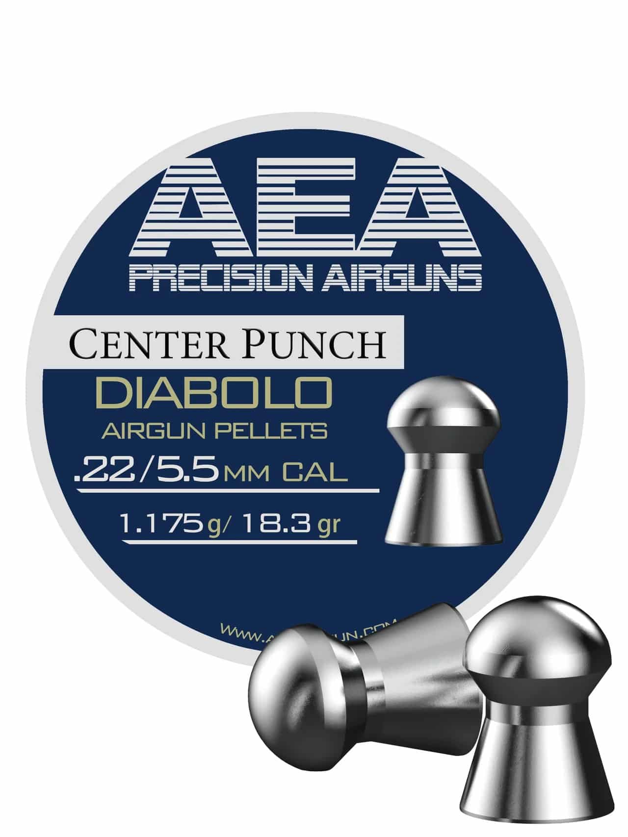 AEA Center Punch Diabolo Airgun Pellets | .22 Caliber | 18.30gr (500CT)