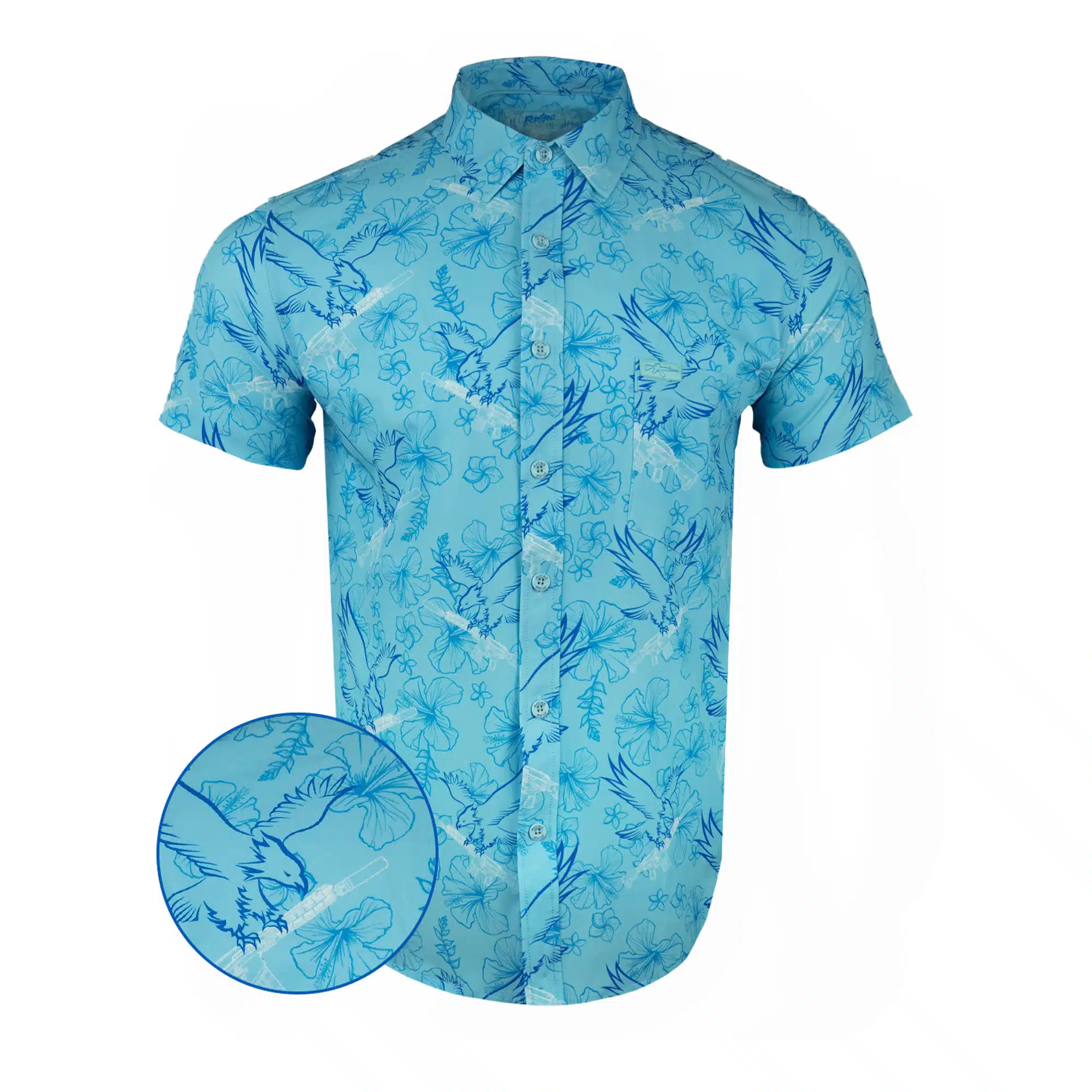 Retro Rifle Button Down Shirt - Prey V2 (Blue) (CLEARANCE)